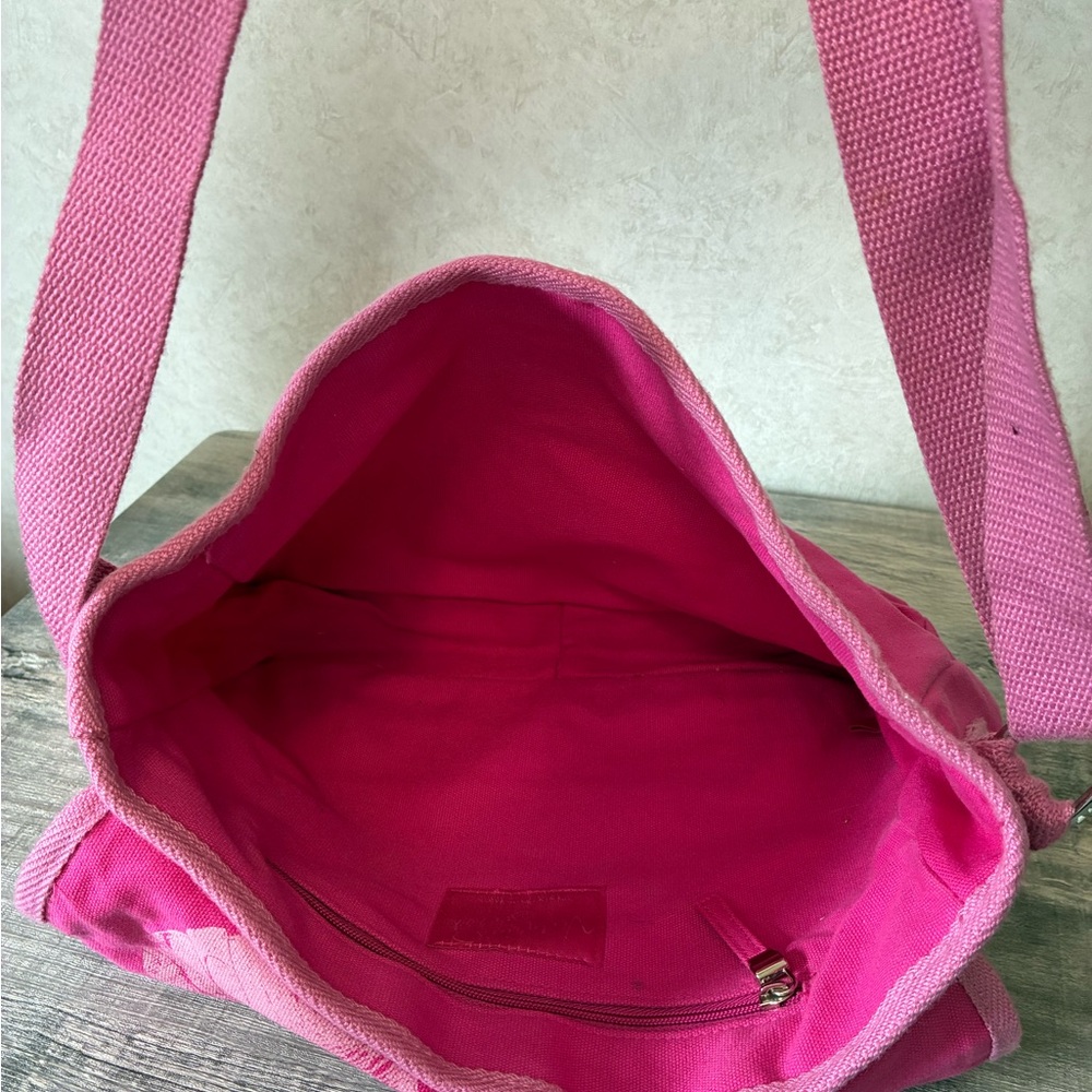 PINK Victoria's Secret Hot Pink Canvas Crossbody with Silver Crest - Picture 5 of 5